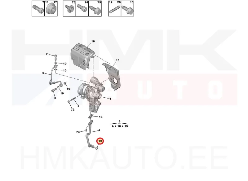 Turbo õli tagasivoolutoru tihend OEM Citroen/Peugeot 1,2THP - PSA 9833150780 - OE - 100% Genuine Part