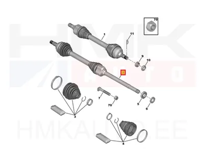 Veovõll komplektne parem OEM Berlingo/Partner 1,6HDI/2,0HDI 03-08 ABS 48 - PSA 3273JZ - OE - 100% Genuine Part