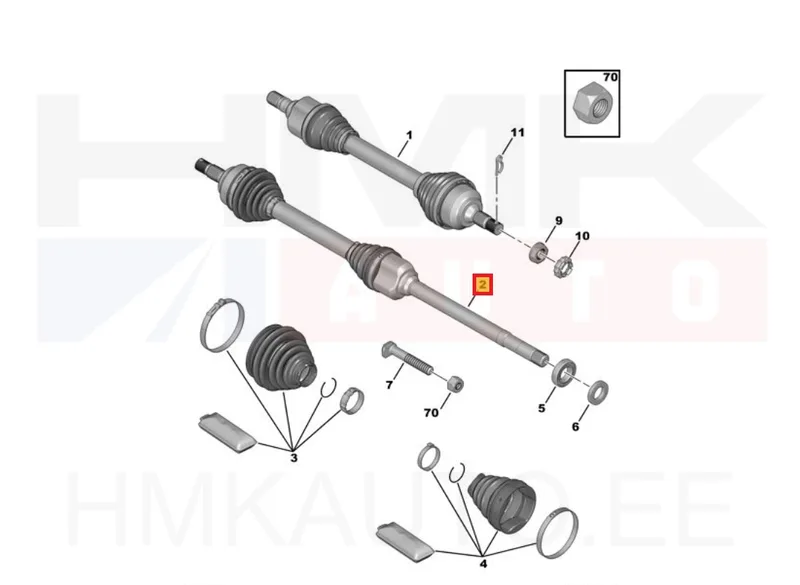 Veovõll komplektne parem OEM Berlingo/Partner 1,6HDI/2,0HDI 03-08 ABS 48 - PSA 3273JZ - OE - 100% Genuine Part