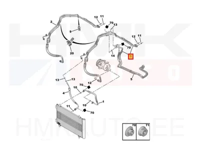 Air conditioning pipes OEM Peugeot Expert / Citroen Jumpy / Fiat Scudo 11- (with rear A/C) - PSA 6477R1 - OE - 100% Genuine Part