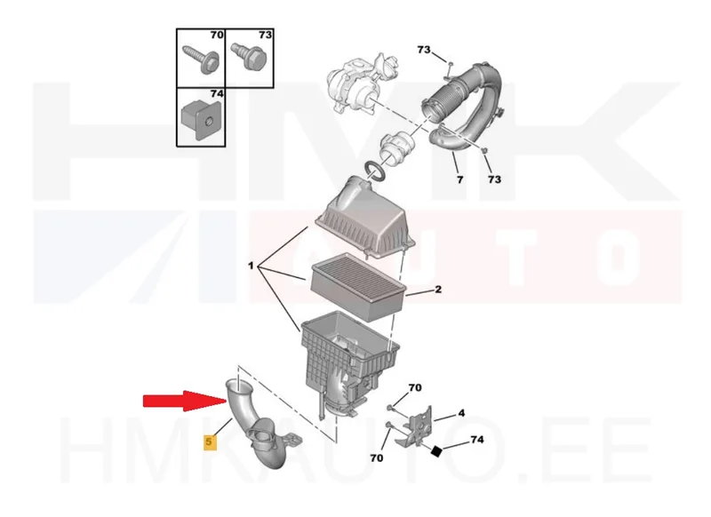 Õhufiltri toru OEM Peugeot 308 2,0HDi - PSA 1434C9 - OE - 100% Genuine Part