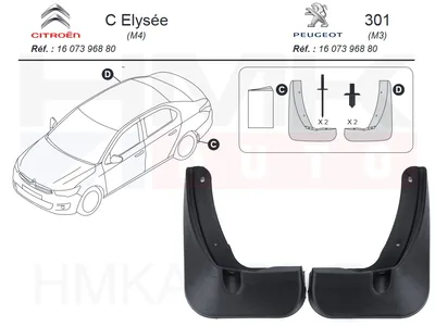 Mud flaps rear OEM Citroen C-Elysee/Peugeot 301 - PSA  1607396880 - OE - 100% Genuine Part