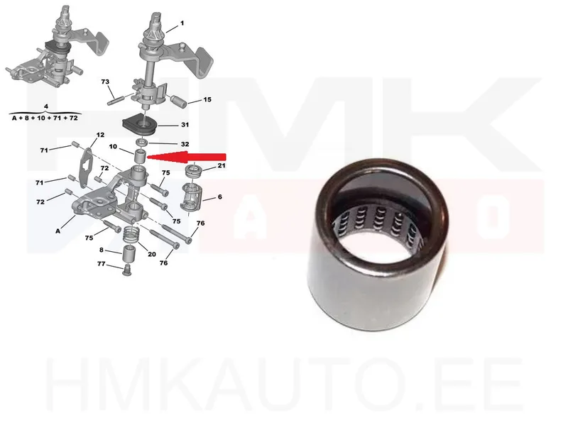 Käiguhoova laager ülemine OEM Citroen/Peugeot/Fiat ML5/ML6/MLGU k.kast. - PSA 9828851280 - OE - 100% Genuine Part