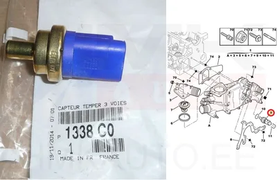 Датчик температуры охлаждающей жидкости OEM Peugeot/Citroen 2,0/2,2HDi - PSA 1338C0 - OE - 100% Genuine Part