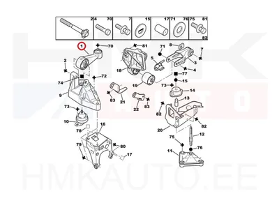 Mootoripadi parem ülemine OEM Peugeot 607 2,2 16V - PSA 180643 - OE - 100% Genuine Part