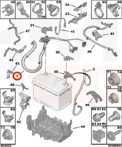 Aku juhtmestik " + " OEM Peugeot 508 - PSA  6598JS - OE - 100% Genuine Part