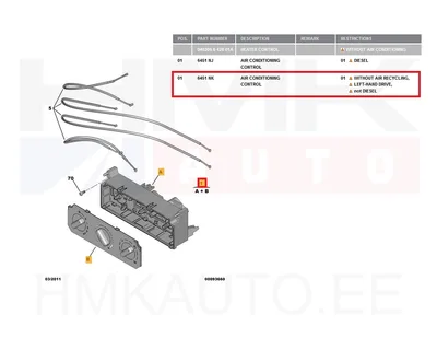 Heater control panel OEM Berlingo/Partner 03- - PSA 6451NK - OE - 100% Genuine Part