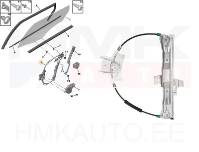 Стеклоподъемник задний правый (электрический без мотора) OEM Peugeot 407 - PSA 922491 - OE - 100% Genuine Part
