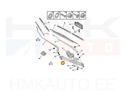 Tringlerie d'essuie-glace (sans moteur) OEM Peugeot 206 - PSA  6401F9 - OE - 100% Genuine Part