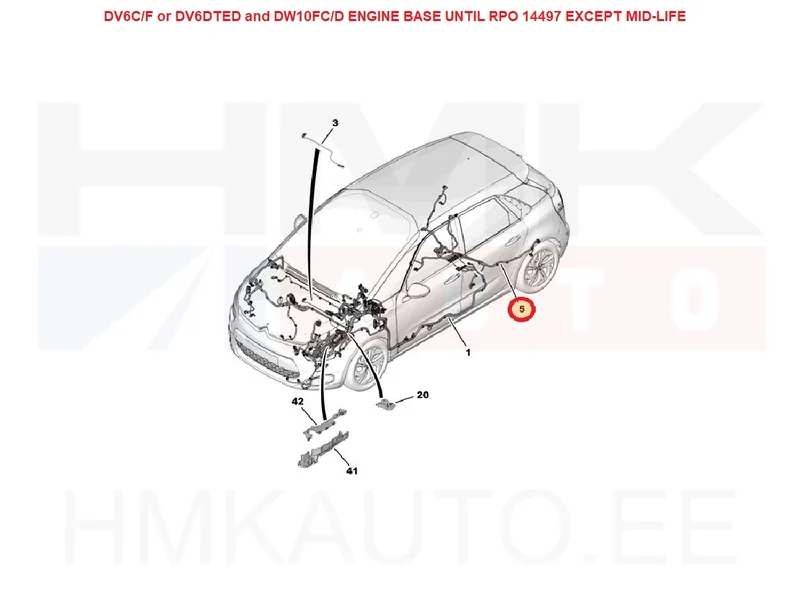 Juhtmestik tagumine OEM Citroen C4 Picasso/Spacetourer 1,6/2,0BlueHdi 2014- - PSA 9810156980 - OE - 100% Genuine Part