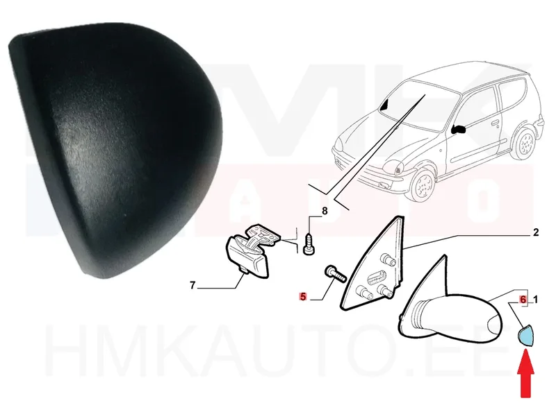 Uksepeegli korpuse kork parem OEM Fiat Ceicento - FIAT 71715590 - OE - 100% Genuine Part