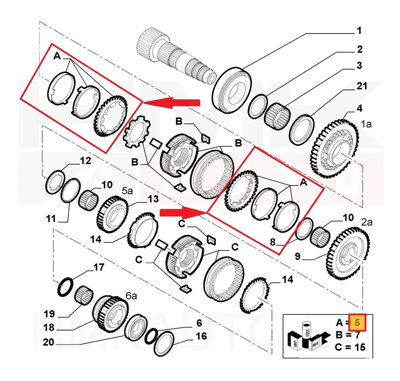 Sünkronisaatori rõngas 1-2 käik OEM Fiat/Opel M32-käigukast - FIAT 55574656 - OE - 100% Genuine Part