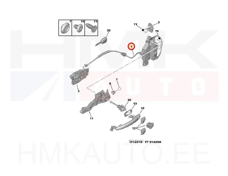 Door lock front door left(Superlock) OEM Peugeot 308 2007- - PSA 9800616880 - OE - 100% Genuine Part