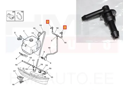 Klaasipesuri vooliku ühendus OEM Peugeot 405 - PSA  643369 - OE - 100% Genuine Part