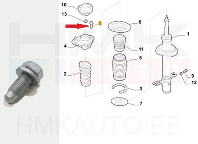 Jousijalan tukilaakerin kiinnityspultti OEM Jumper/Boxer/Ducato 14- - PSA 1612736380 - OE - 100% Genuine Part