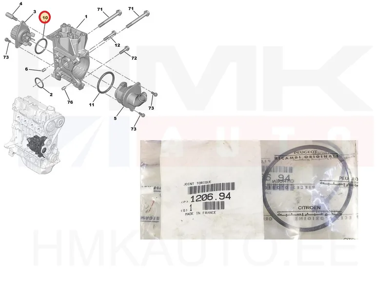 Veepumba tihend OEM Citroen/Peugeot/Fiat 1,1/1,4 - PSA 120694 - OE - 100% Genuine Part