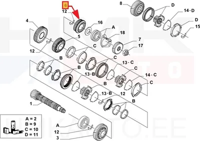4-käigu hammasratas 37H OEM Jumper/Boxer/Ducato MLGU käigukast - PSA 233780 - OE - 100% Genuine Part