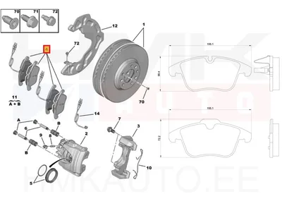 Piduriklotside komplekt eesmine OEM Citroen C5 (X7) , Peugeot 508 >>1647863280 - PSA 4254A7 - OE - 100% Genuine Part