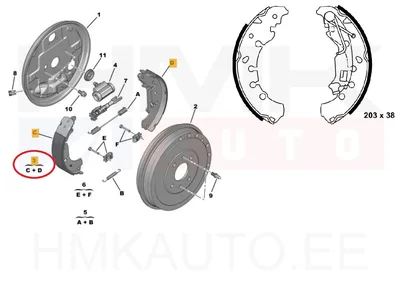 Drum Brake Pads OEM Citroen Nemo/Peugeot Bipper/Fiat Fiorino-Qubo 203mm - PSA 4241P0 - OE - 100% Genuine Part