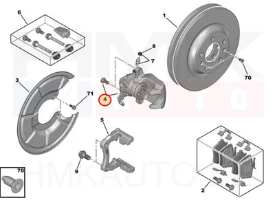 Pidurisadul tagumine vasak OEM Peugeot 607 - PSA 4401H0 - OE - 100% Genuine Part