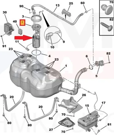 Unité d'alimentation en carburant OEM Jumper/Boxer 2,0/2,2BlueHdi (90L réservoir) - PSA 1690270080 - OE - 100% Genuine Part