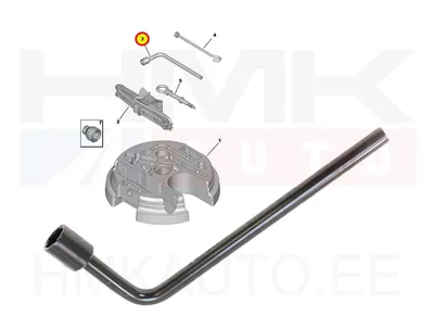 Wheel wrench OEM Citroen Berlingo,C5,C6 / Peugeot Partner,407,508 - PSA 671751 - OE - 100% Genuine Part