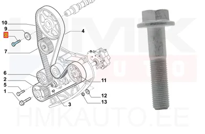 Poulie d'arbre à cames, boulon M12x1,25-L55 OEM Fiat Ducato 2,3JTD - FIAT  16290334 - OE - 100% Genuine Part