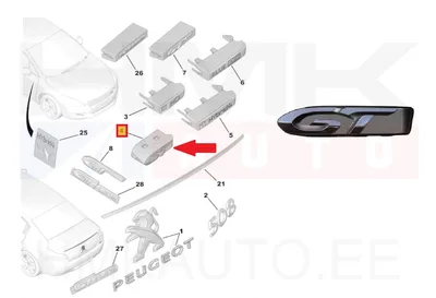 Embleem iluvõrele "GT" OEM Peugeot 508 - PSA 9676492880 - OE - 100% Genuine Part