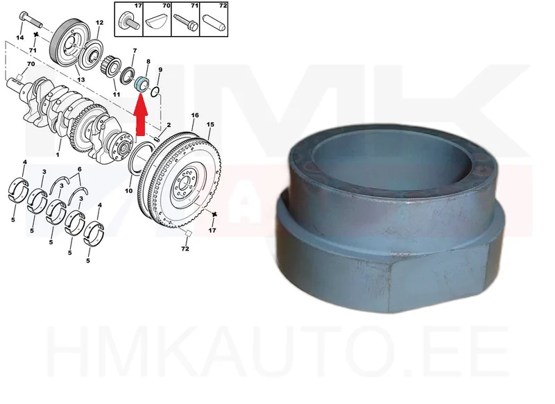 Kampiakselin öljytiivisteen holkki OEM Citroen/Peugeot/Fiat 1,8-2,2 EW7,10,12 - PSA 051237 - OE - 100% Genuine Part