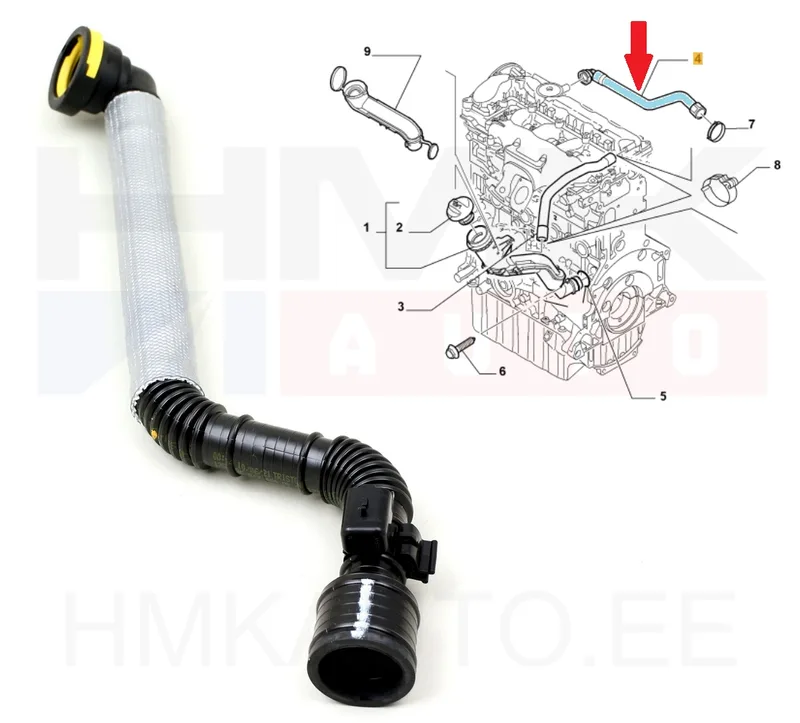 Karterituulutuse toru OEM Citroen/Peugeot/Fiat 2,0HDi (DW10) - PSA 1192AA - OE - 100% Genuine Part