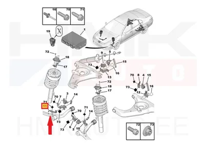 Tulede/nivoo kõrguseanduri hoova kinnitus, esisillale parem OEM Peugeot 607 - PSA  526813 - OE - 100% Genuine Part