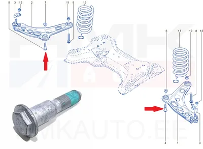 Esisilla õõtshoova kinnituspolt, eesmine OEM Renault Trafic 2001- - REN  7703002877 - OE - 100% Genuine Part