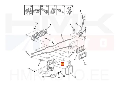 Ovilukko, takaovi vasen OEM Peugeot 106,405 - PSA  913734 - OE - 100% Genuine Part