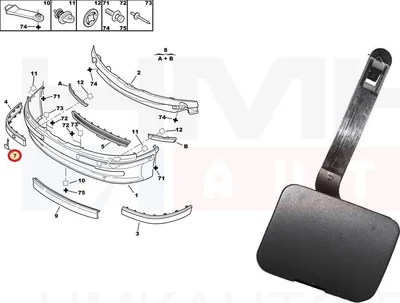 Puksiirava kate esistanges OEM Peugeot 406 - PSA 7414P8 - OE - 100% Genuine Part