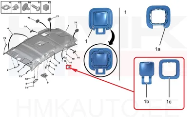 Tagumise kaubavõrgu kinnituskoha kate OEM Peugeot 5008 2011- - PSA  8337LF - OE - 100% Genuine Part