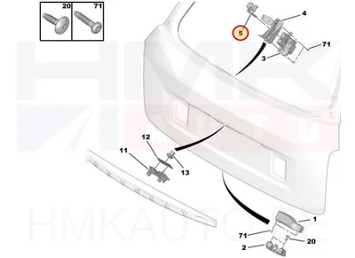 Takaluukun lasin lukon vastakappale OEM Peugeot 407SW - PSA 8724C9 - OE - 100% Genuine Part