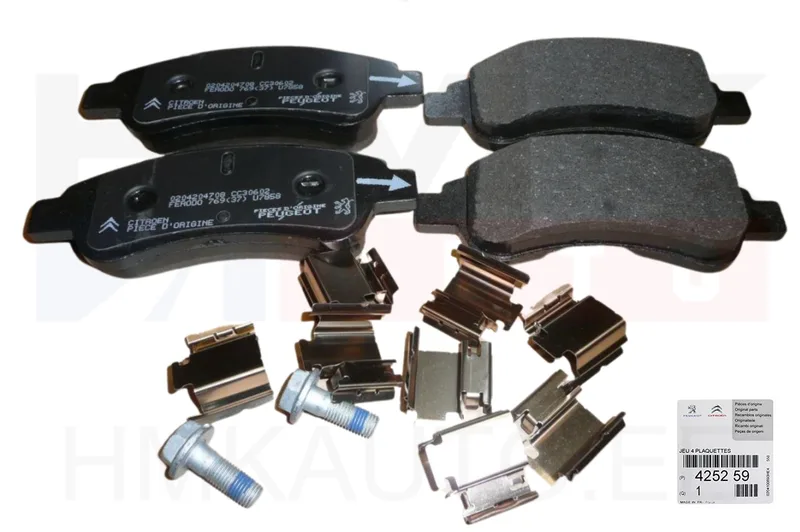 Piduriklotside komplekt eesmine OEM Citroen Berlingo, C2, C3, C4, Xsara Picasso/Peugeot Partner, 1007, 2008, 206, 207, 208, 301, 307 - PSA 425259 - OE - 100% Genuine Part