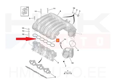 Прокладка впускного коллектора OEM Citroen/Peugeot/Renault 3,0 V6 - PSA 0348Q0 - OE - 100% Genuine Part