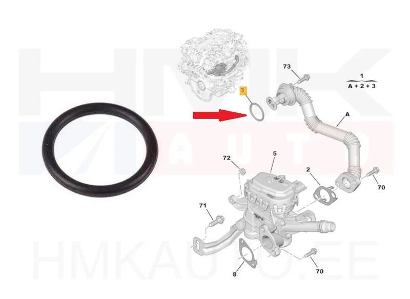 EGR toru tihend OEM Citroen/Peugeot 1,6BlueHDI - PSA 9803843480 - OE - 100% Genuine Part