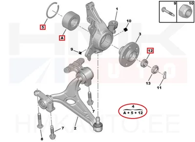Rattalaagri komplekt eesmine OEM Citroen C8/Peugeot 807 3.0 V6 - PSA 335083 - OE - 100% Genuine Part
