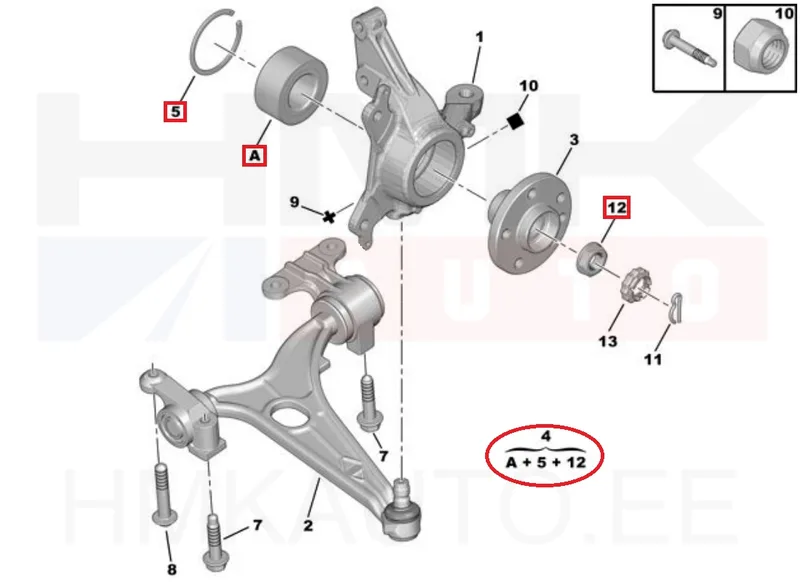 Front Wheel Bearing Kit OEM Citroen C8/Peugeot 807 3.0 V6 - PSA 335083 - OE - 100% Genuine Part