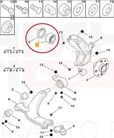 Rattalaagri komplekt eesmine OEM Citroen Saxo,Xsara/Peugeot 106,205,306,309 - PSA 335017 - OE - 100% Genuine Part