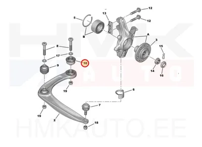 Esisilla õõtshoova puks, alumine tagumine OEM Citroen Berlingo,C4,DS4,DS5 / Peugeot 307,308,3008,5008,RCZ,Partner - PSA  352392 - OE - 100% Genuine Part