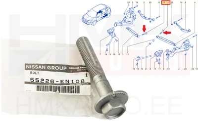 Boulon à tête excentrique de liaison, essieu arrière OEM Renault Kadjar,Koleos / Nissan Qashqai - REN 55226EN10B - OE - 100% Genuine Part