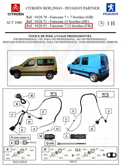 Жгут фаркопа OEM Citroen Berlingo/Peugeot Partner -2008 - PSA 942891 - OE - 100% Genuine Part