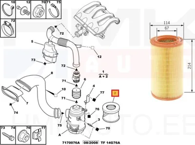 Воздушный фильтр OEM Berlingo/Partner 1.9D DW8 99- >>1444VE - PSA 1444H1 - OE - 100% Genuine Part