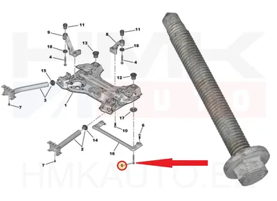 Sillaraami kinnituspolt M14x2,00 OEM Peugeot/Citroen - PSA 9816817380 - OE - 100% Genuine Part
