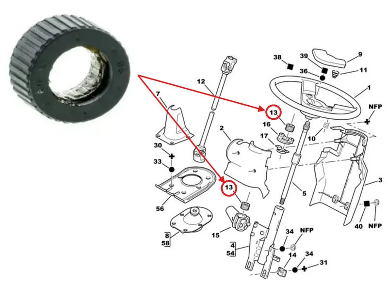 Ohjauspylvään akselin holkki OEM Citroen C25/Peugeot J5/Fiat Ducato - JAD 80179J - OE - 100% Genuine Part