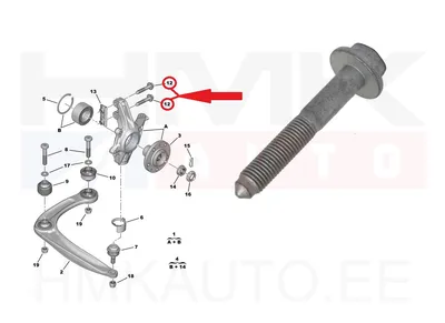 Amortisaatori kinnituspolt M12x1,50-L78 OEM Citroen/Peugeot - PSA  362268 - OE - 100% Genuine Part
