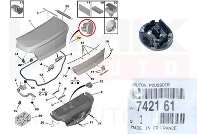 Tagaluugi avamislüliti kate OEM Peugeot 508 - PSA  742161 - OE - 100% Genuine Part